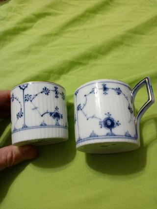 2 Rare early Royal Copenhagen Blue Fluted Cups straight side cans tea coffee 6