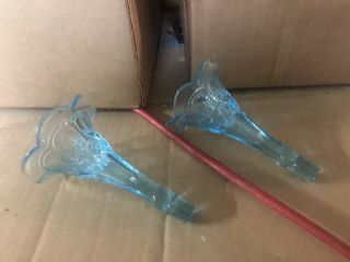 Set Of 2 L.  G.  Wright Electric Blue Epergne Horns - Rare