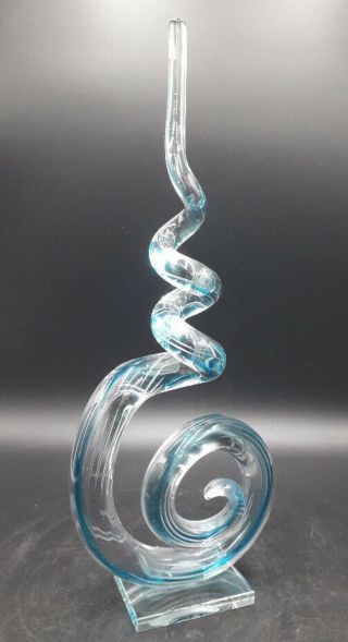 Rare Vintage Murano Glass Sculpture 14 Inches Tall Blue/clear,  Ornament,  Art Gl