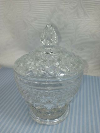 Vintage Cut Crystal Sugar Bowl With Acorn Stem Lid