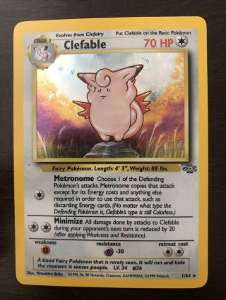 Pokemon Clefable 1/64 Rare Base Jungle Set Holo Card Psa?