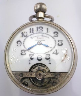 & Rare Silver Swiss Visible Balance Hebdomas 8 - Day Watch 1912 2