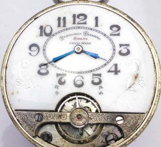 & Rare Silver Swiss Visible Balance Hebdomas 8 - Day Watch 1912 5