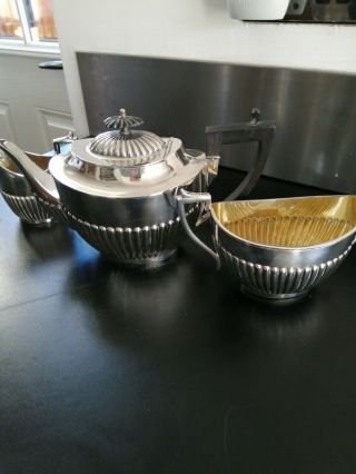 Vintage Silver Plated Tea Set 3 Teapot Cream Jug Sugar Bowl