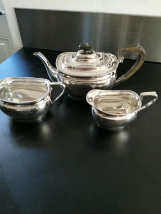 Vintage Silver Plated Tea Set 3 Teapot Cream Jug Sugar Bowl Silver Plated