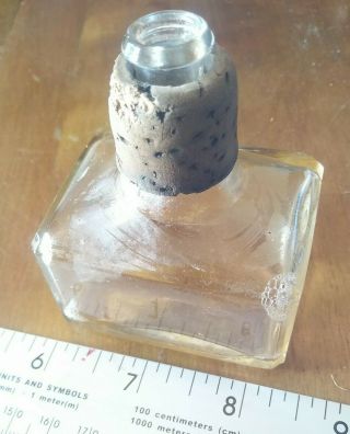 Vintage Antique Style Solid Clear Square Glass Inkwell Ink Pot Bottle