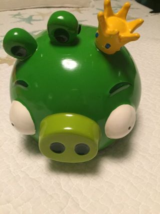 Rare Ceramic Angry Birds King Pig Green Piggy Bank