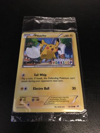 Build A Bear Pokemon Pikachu Tcg Trading Card Rare Promo 20/108 Htf