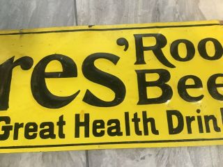 RARE EMBOSSED ORGINAL HIRES ROOT BEER TIN SIGN “THE GREAT HEALTH DRINK”.  5”x14” 5