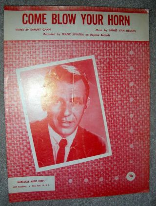 1963 Come Blow Your Horn Vintage Sheet Music Frank Sinatra By Van Heusen,  Cahn