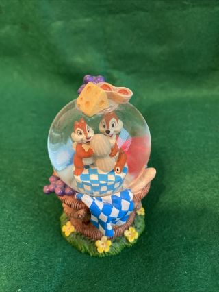 Rare Disney Store Chip & Dale Mini Snow Globe 3” Gorgeous Cutie Look