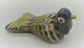Circa 500 Bce Ancient Phoenician Mosaic Glass Bird Bead Statue Pendant