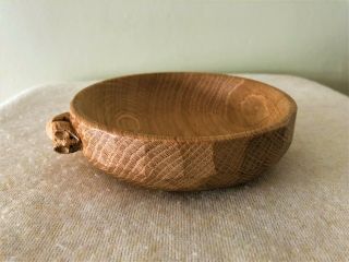 Collectable Rare Vintage Robert Thompson Mouseman Hand Carved Nut Bowl Mouse