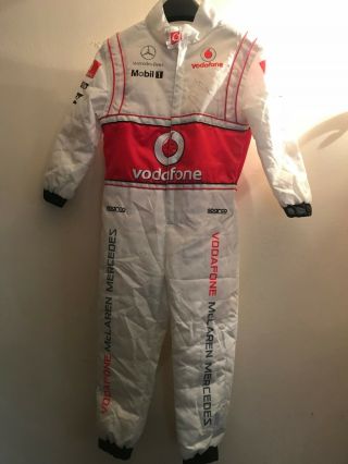 Jenson Button Hand Signed Vodafone Mclaren Mercedes Kids Overall Race Suit Rare.