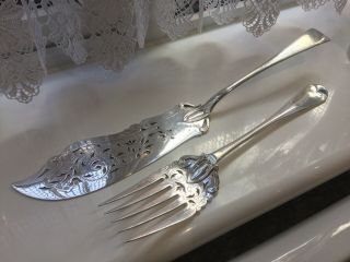Antique Victorian Elkington &co Silver Plated Chased Fish Servers