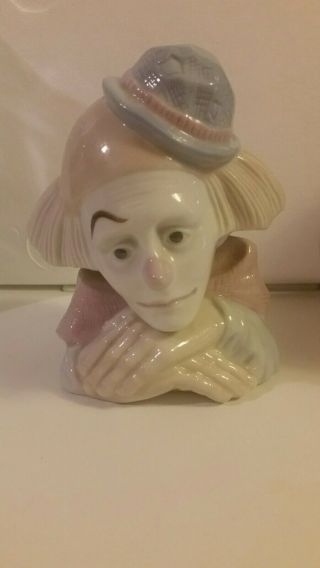 Vintage Lladro? 6.  5 " Porcelain Sad Clown Head Bust Rare