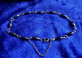 Antique Art Deco Solid Silver Bracelet With Safety Chain