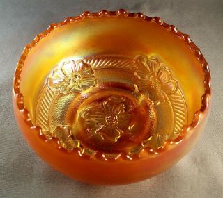 Antique Dugan Marigold Carnival Glass Apple Blossom Bowl (circa 1920s)