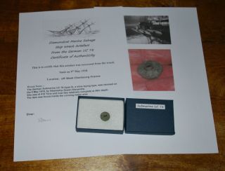 Shipwreck Coin From German Submarine Uc 78 In A Presentation Box,  & Signed