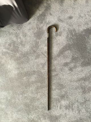 Vintage Mans Walking Stick With A Silver Band Dated 1906