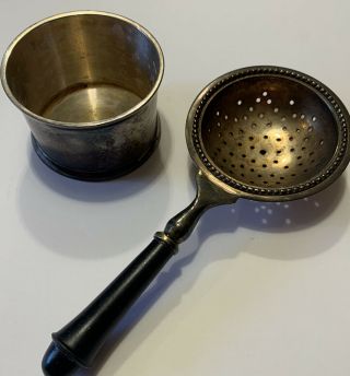 Vintage Antique Brass Tea Strainer With Cup