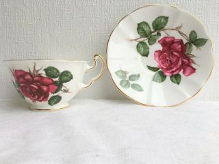 Stunning & Rare Adderley Symphonie Wide Mouth Red Rose Tea Cup & Saucer 1056