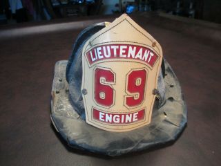 Rare Vintage Chicago Fire Department Engine Station 69 Lieutenant Helmet
