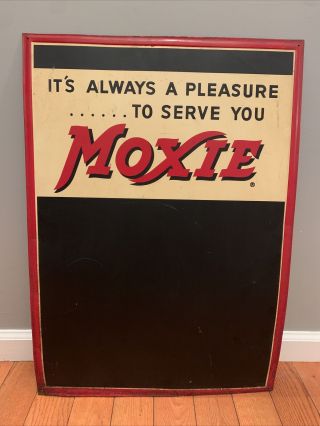 Moxie Soda Advertising,  Metal Chalkboard,  Great Color,  Rare Early Era Sign