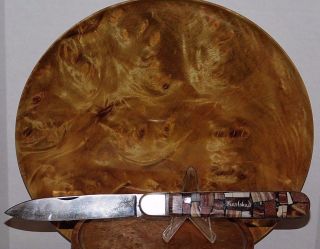 Rare Karlsbad Folding Knife Set With Inlay Stone,  Horn,  1920 