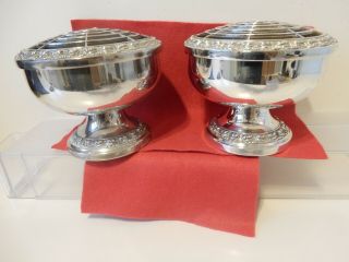 2 Vintage Ianthe English Silver Plated Large Rose Bowls