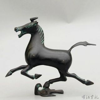 Collectable China Bronze Hand - Carved Horse & Swallow Delicate Decorate Statue