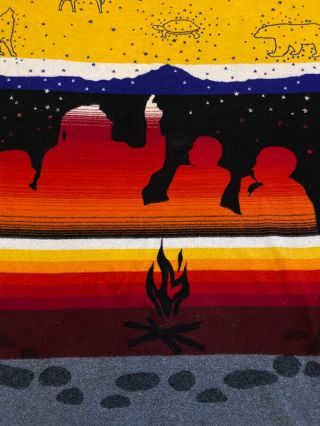 RARE Pendleton Beaver State Wool Blanket Story Teller Fires Burning Native 4