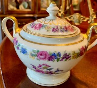 Vintage (antique?) Sugar Bowl With Lid Floral 24 C - 2