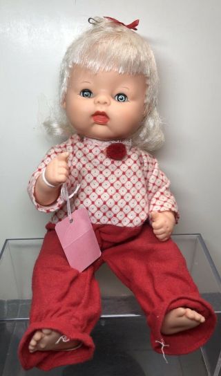 11” Vintage Horsman Platinum Blonde Baby Doll Head Moves Music Still B