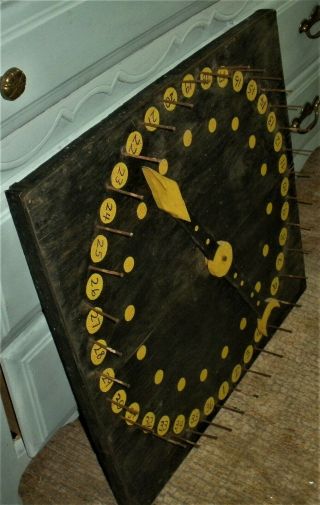 Antique C.  1940 - 60 Primitive Folk Art Carnival Gambling Spinning Wheel Game Vafo