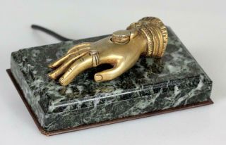 Rare Antique Vienna Bronze Snake Hand Butler Desk Service Hotel Bell Figurine