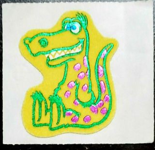 Rare 1980s Personal Expressions 1 Fuzzy Yellow Green Alligator Foil Red