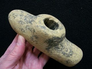Rare Authentic Late Woodland Limestone Pipe From Randolph County,  Illinois
