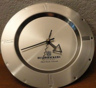 Vtg Bullwhackers Casino Collectible Wall Clock Black Hawk Colorado Metal Rare