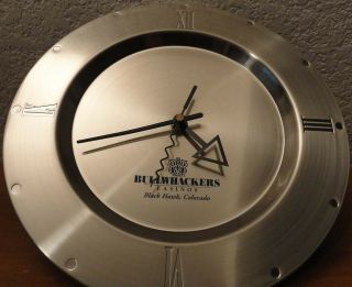Vtg Bullwhackers Casino Collectible Wall Clock Black Hawk Colorado metal Rare 3