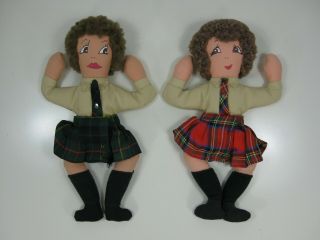 2 Vintage Scottish Souvenir Highland Dancer Bean Bag Dolls 10 " Tall
