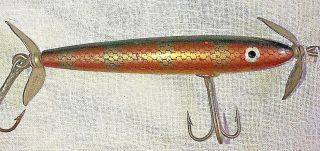 Shakespeare Slim Jim Fishing Lure Tri - Color Gold Finnish Brand Marked Spinner