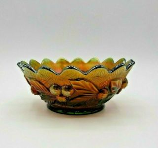 Antique Northwood Green Carnival Glass Acorn Burrs Candy Dish