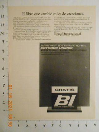 Rare Itf 1967 1968 Braniff International Airways Spanish Print Ad Festival Usa