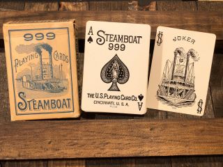 Full Deck 1940’s Us Playing Card Co Steamboat 999 Rare Antique Vintage Uspcc