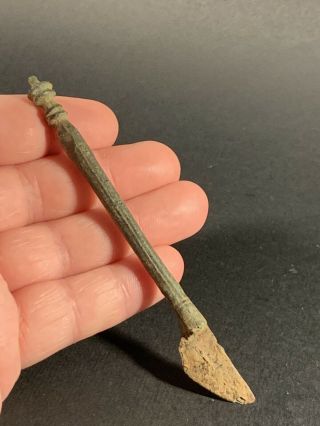 Very Rare Ancient Roman Bronze Medical Tool With Intact Blade Circa 100 - 300 Ad