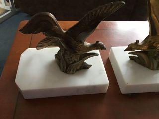 FRENCH ART DECO SPELTER FLYING PHEASANTS BOOKENDS/ORNAMENTS 2