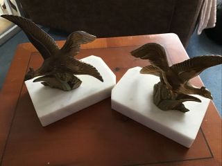 FRENCH ART DECO SPELTER FLYING PHEASANTS BOOKENDS/ORNAMENTS 3