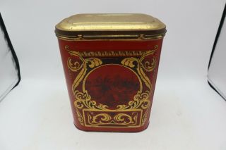 Antique Vintage Red And Gold Tin