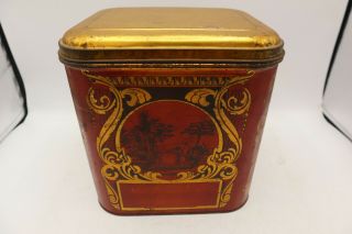 Antique Vintage Red And Gold Tin (2)